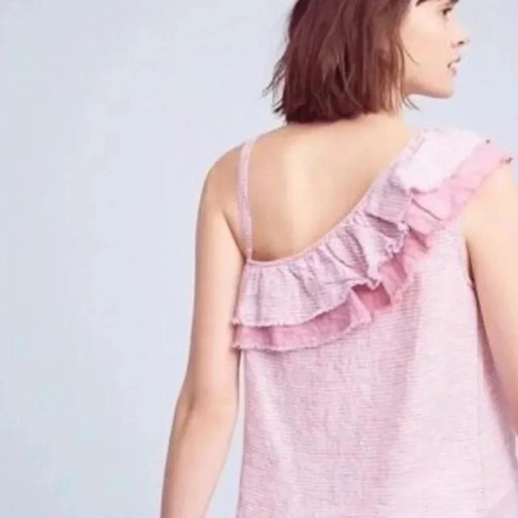 ANTHROPOLOGIE women’s Holding Horses Ruffled Linen Top Small - Picture 2 of 5